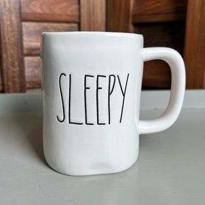 Who’s sleepy? Me……..Large mug made by Rae Dunn